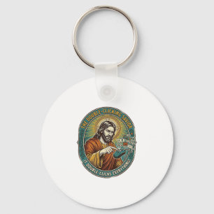 Jesus Broken Double Clicking Mouse IT Office Tech Keychain