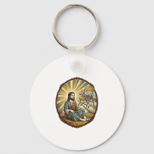 Jesus Broken Folding Chair Party Foul Clumsy Weigh Keychain