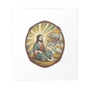 Jesus Broken Folding Chair Party Foul Clumsy Weigh Notepad