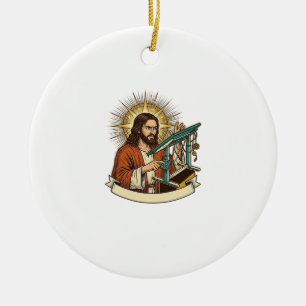 Jesus Broken Standing Desk Stuck Halfway Office Hu Ceramic Ornament
