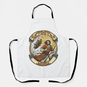 Jesus Broken Umbrella Blown Inside Out Windy Storm Apron