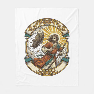 Jesus Broken Umbrella Blown Inside Out Windy Storm Fleece Blanket