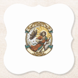 Jesus Broken Umbrella Blown Inside Out Windy Storm Paper Coaster