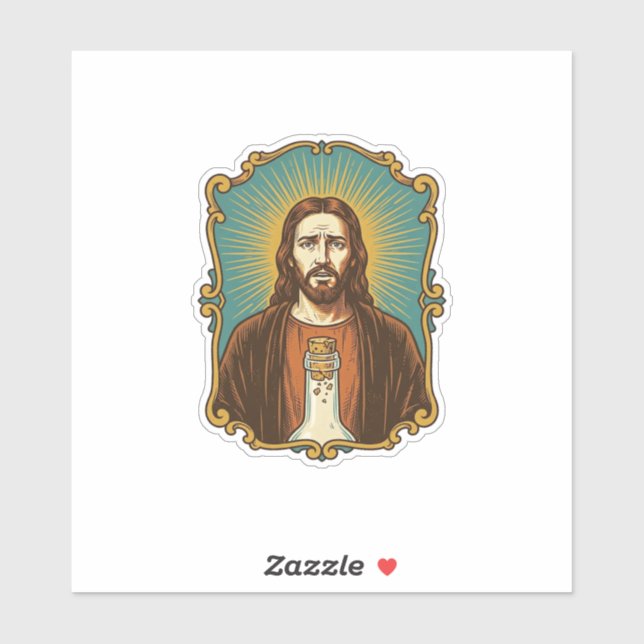 Jesus Broken Wine Cork Stuck Bottle Sommelier Part (Sheet)