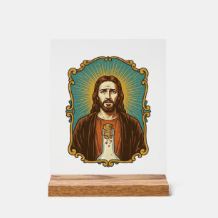 Jesus Broken Wine Cork Stuck Bottle Sommelier Part Acrylic Sign