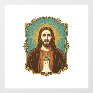 Jesus Broken Wine Cork Stuck Bottle Sommelier Part Window Cling