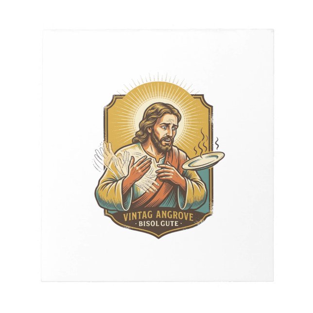 Jesus Burned Finger Taking Plate Out Microwave Kit Notepad (Front)