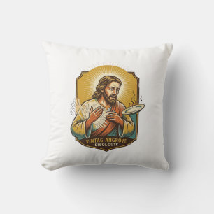 Jesus Burned Finger Taking Plate Out Microwave Kit Throw Pillow