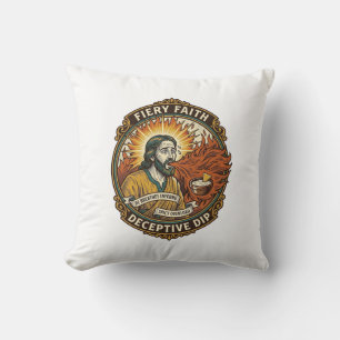 Jesus Burning Mouth Super Spicy Party Dip Humor_1 Throw Pillow