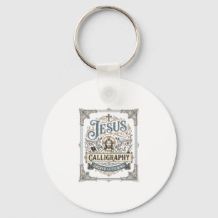 Jesus Calligraphy Sacred Lettering Jesus Calligrap Keychain