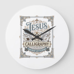 Jesus Calligraphy Sacred Lettering Jesus Calligrap Large Clock