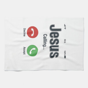 Jesus Calling Phone Screen Christian Shirt Design_ Kitchen Towel