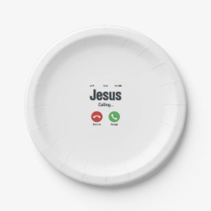 Jesus Calling Phone Screen Christian Shirt Design_ Paper Plate