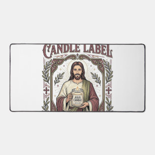 Jesus Candle Label Jesus Candle Christian Faith Vi Desk Mat