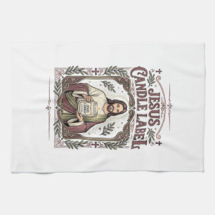 Jesus Candle Label Jesus Candle Christian Faith Vi Kitchen Towel