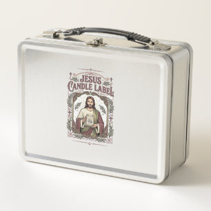 Jesus Candle Label Jesus Candle Christian Faith Vi Metal Lunch Box