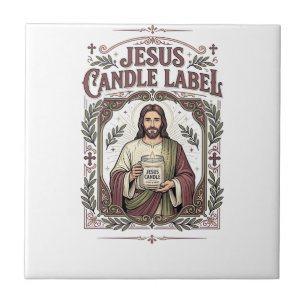 Jesus Candle Label Jesus Candle Christian Faith Vi Tile