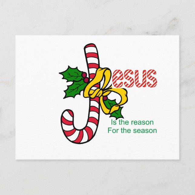 Jesus Candy Cane Postcard (Front)