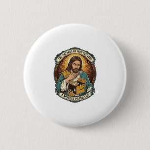 Jesus Cardboard Box Paper Cut Finger Pain Humor_1 2 Inch Round Button