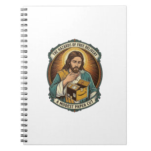 Jesus Cardboard Box Paper Cut Finger Pain Humor_1 Notebook