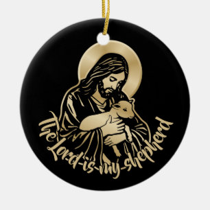 Jesus Caring Shepherd Ceramic Ornament