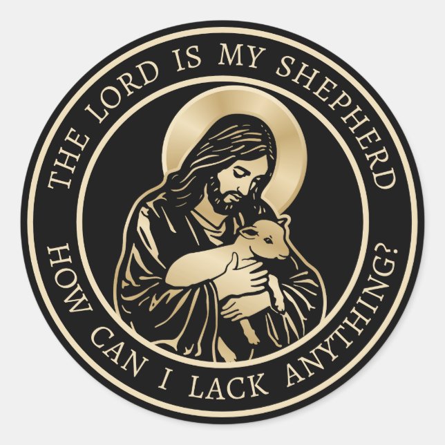 Jesus Caring Shepherd Classic Round Sticker (Front)