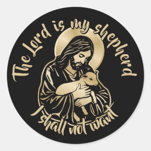 Jesus Caring Shepherd Classic Round Sticker