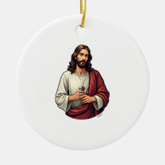 Jesus Carpenter Mark Vintage Engraving Tee 2 Ceramic Ornament