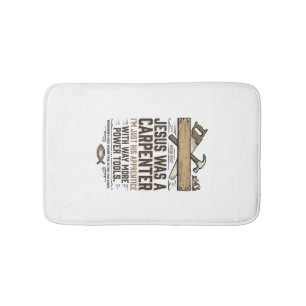 Jesus Carpenter Woodworker Apprentice Vintage Shir Bath Mat