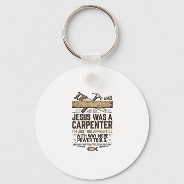 Jesus Carpenter Woodworker Apprentice Vintage Shir Keychain (Front)