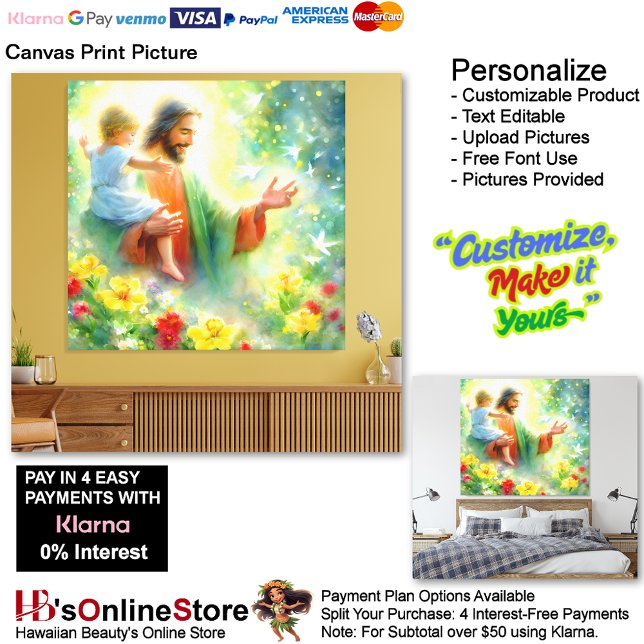 Jesus Carrying a Child Canvas Print Picture 14 (Jesus Carrying a Child Floral Biblical Canvas Print Picture 14.)