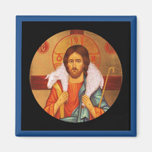Jesus Carrying a Lost Lamb icon Magnet