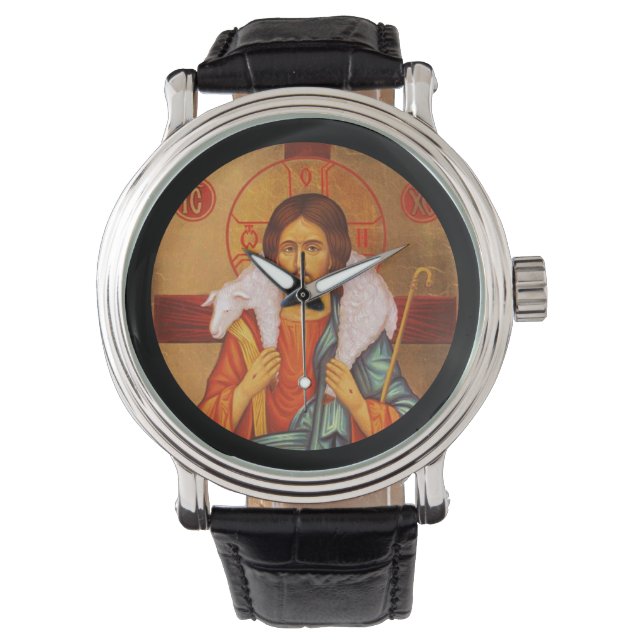 Jesus Carrying Lost Lamb on Shoulders Watch (Front)