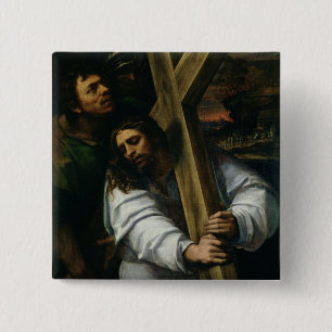 Jesus Carrying the Cross, c.1535 (oil on panel) 2 Inch Square Button