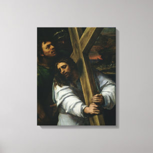 Jesus Carrying the Cross, c.1535 (oil on panel) Canvas Print