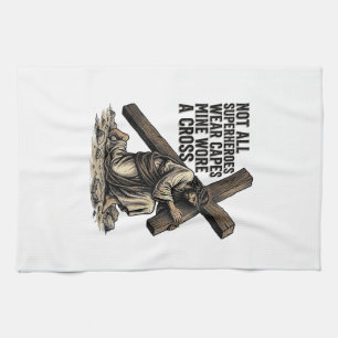 Jesus Carrying the Cross Vintage Christian Kitchen Towel
