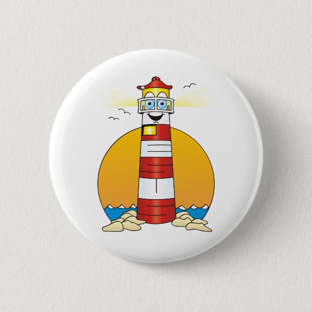 Jesus Cartoon Lighthouse 2 Inch Round Button (Front)