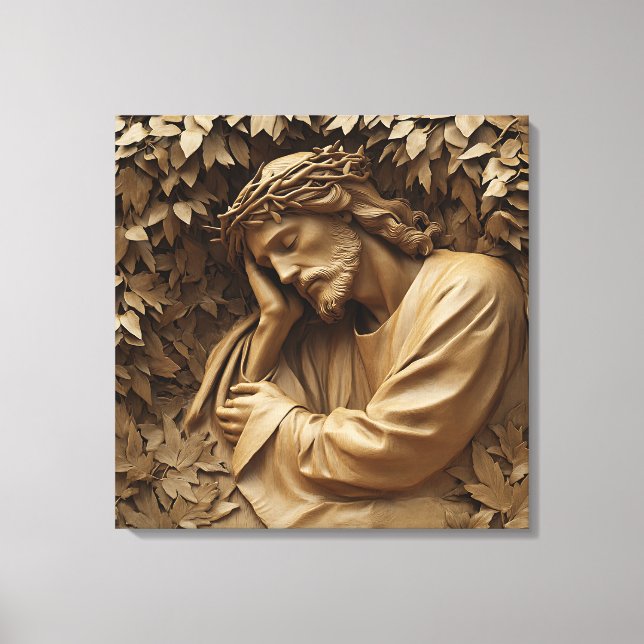 Jesus Carving Canvas Print (Front)