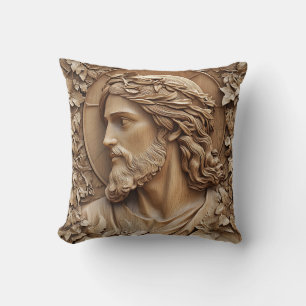 Jesus Carving Throw Pillow
