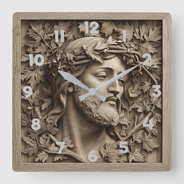 Jesus Carving Wall Clock (Front)