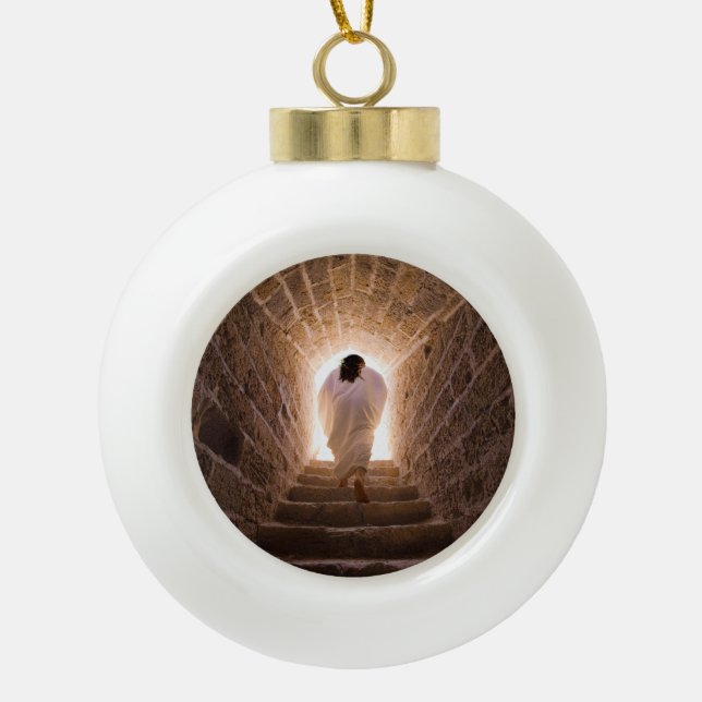 Jesus Ceramic Ball Christmas Ornament (Front)