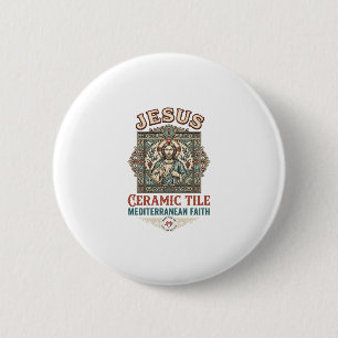 Jesus Ceramic Tile Mediterranean Faith Jesus Ceram 2 Inch Round Button