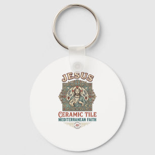 Jesus Ceramic Tile Mediterranean Faith Jesus Ceram Keychain