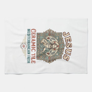 Jesus Ceramic Tile Mediterranean Faith Jesus Ceram Kitchen Towel