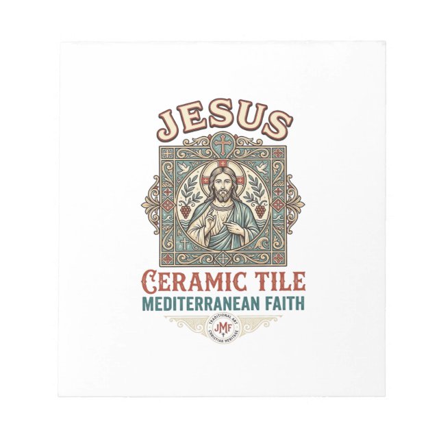 Jesus Ceramic Tile Mediterranean Faith Jesus Ceram Notepad (Front)
