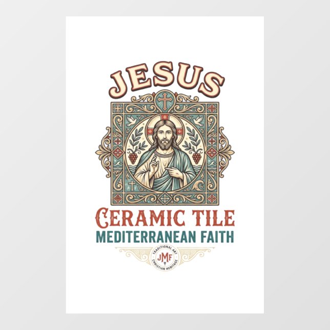 Jesus Ceramic Tile Mediterranean Faith Jesus Ceram Window Cling (Sheet)