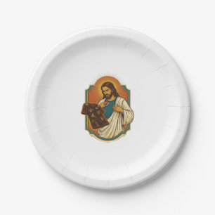 Jesus Chalk Covered Black Gym Clothes Mess Workout Paper Plate