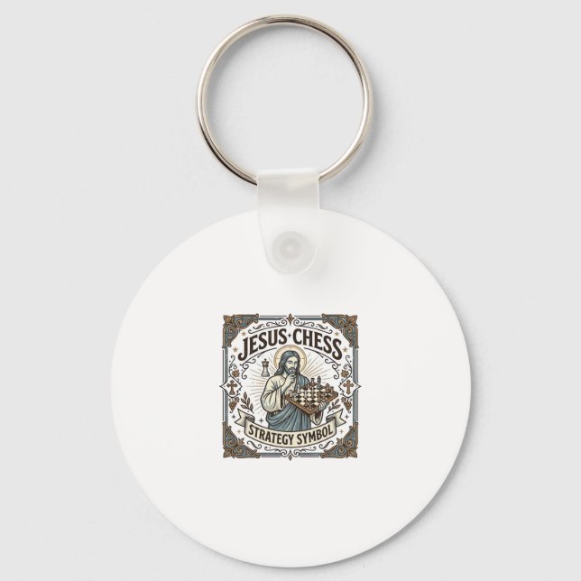 Jesus Chess Strategy Symbol Jesus Chess Strategy C Keychain (Front)