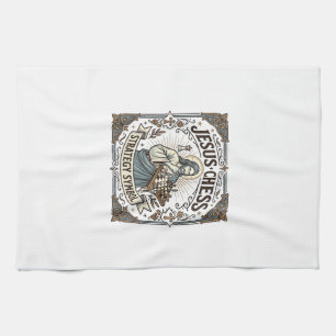 Jesus Chess Strategy Symbol Jesus Chess Strategy C Kitchen Towel