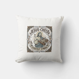 Jesus Chess Strategy Symbol Jesus Chess Strategy C Throw Pillow